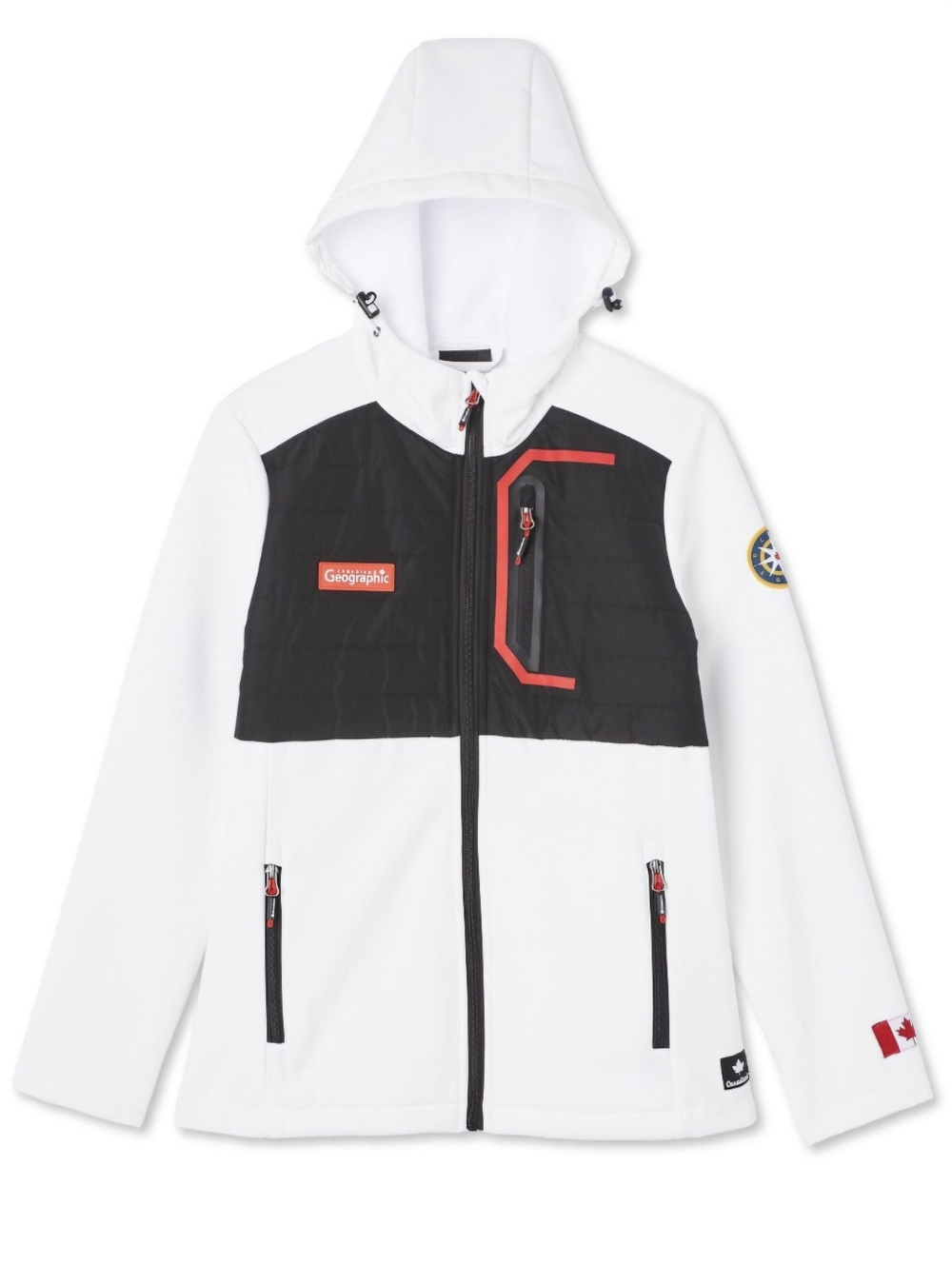 Canadiana x Geographical Canada Women's Soft Shell White Jacket With Black Accen